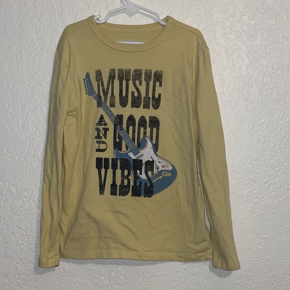 GAP Yellow Long Sleeve Tee with Guitar Graphic